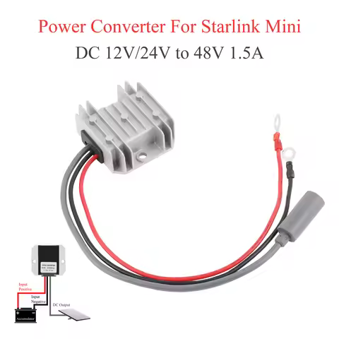 For Starlink MINI DC power boost converter 12/24V to 48V 1.5A with terminal block to DC female+exten