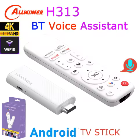 Android TV Stick H96 Max H313 Allwinner Quad Core 4K Wifi6 BT Voice Assistant Remote Control Media P