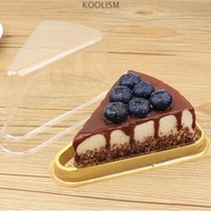 KOOLISM 50Pcs Cake Slice Boxes, Plastic Disposable Cheesecakes Box, Durable Clear Lid Triangular 6/8