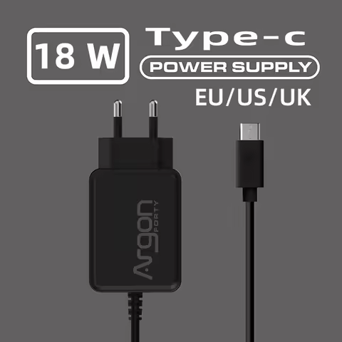 18 W Argon ONE Power Supply V2 USB-C 5.25V 3.5A Power Adapter Charger Type-C Port for Raspberry Pi 4