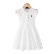 3-14Y Quần áo trẻ em phong cách Hàn Quốc Váy bé gái cô gái mới Váy tay bay màu trắng