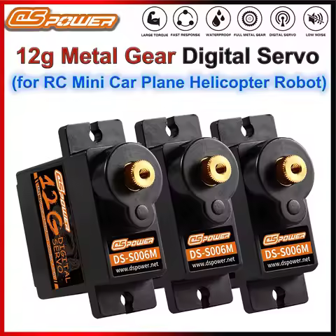 1/3/6/9PCS DSpower 9g 12g Metal Gear Micro Digital Servo for 1/24 SCX24 RC Car 450 Airplane Helicope