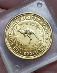 (市面缺貨) 1990年 1990年澳洲袋鼠半安士金幣  含9999純金 50 Dollars Nugget Gold Coin  (*售價隨國際金價調整)