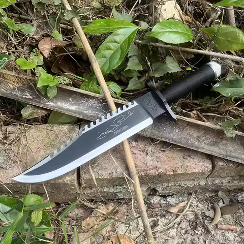 RAMBO II Outdoor High Hardness 9Cr18Mov Blade Wilderness Survival Hunting Knife Tactical Straight Kn