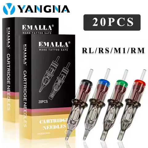 EMALLA 20PCS Gray Tattoo Cartridge Needles RL RS M1 CM Disposable Sterilized Cartridge Needles for T