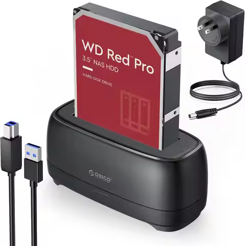 USB 3.0 Hard Drive Dock for 2.5/3.5 Inch HDD SSD, Supports Up to 22TB with UASP and Power Adapter