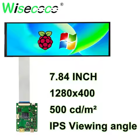 Wisecoco 7.84 Inch 1280x400 LCD Display Stretched Bar LCD Monitor Aida64 Laptop Raspberry Pi Long St
