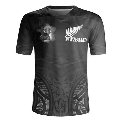 New Zealand Rugby-Jersey Silver Fern Flag Styles 3D Printed V Neck T Shirt NZ Jersey V-Neck T-Shirts