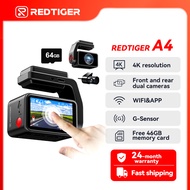 REDTIGER A4 4K Dash Cam 2160P UHD 2.2 Touch Screen 5.8GHz WiFi & GPS G-Sensor Voice Control