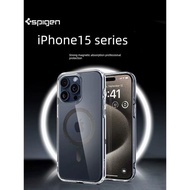 Spigen 適用于蘋果iphone15手機殼MagSafe磁吸保護套新款15pro max透明硅膠外殼15 plus全包防摔高檔男女硬殼