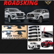 TOYOTA FORTUNER HILUX REVO ROCCO 2015 - 2019 CAR ACCESSORIES INNER DOOR HANDLE BLACK COVER 2PCS