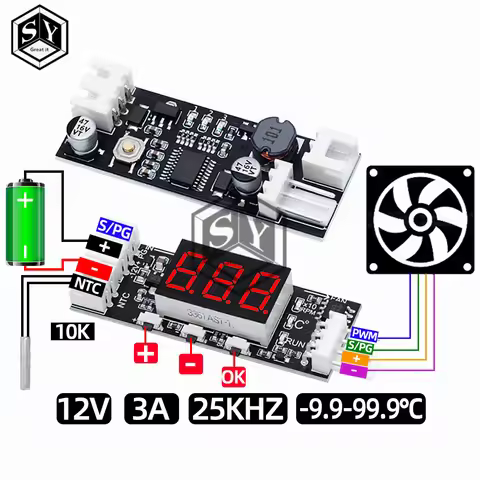 Single 12V 0.8A DC PWM 2-4 Wire Fan Temperature Control Speed Controller Chassis Computer Noise Redu