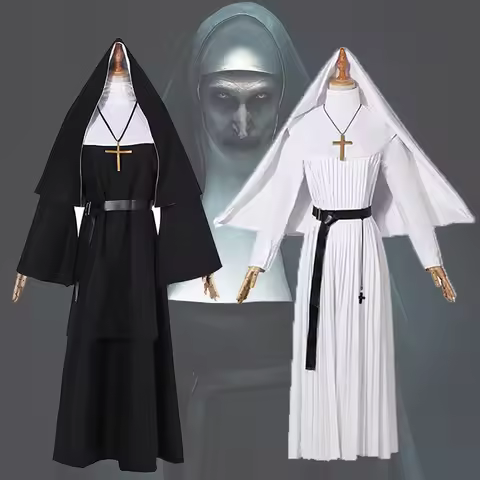 Adult Women The Nun Halloween Cosplay Costume Sister Irene Black White Cosplay 2018 Horror Films The