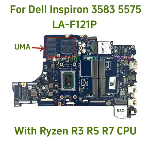 For Dell Inspiron 15 5575 3585 17 5775 laptop motherboard CN-0PV8CV CAL51 LA-F121P, with Ryzen R3 R5
