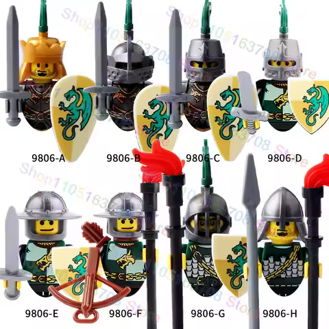 Medieval Military Roman Soldiers Figures Accessories Castle Teutonic Knights Spartan Building Blocks