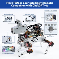 SunFounder PiDog Robot Dog Kit for Raspberry Pi 5/4/3B+/3B/Zero 2, ChatGPT-4o, FPV, App Control, Bat