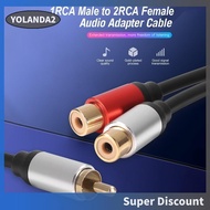 [yolanda2.sg] Metal 1 Male to Dual 2-RCA Female Adapter Stereo Y Adapter Splitter Audio Cable