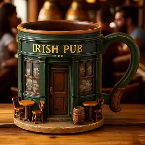 Irish Bar Large Capacity Mug Stainless Steel Mug Creative Handle Cup Beverage Coffee Cup Gathering P