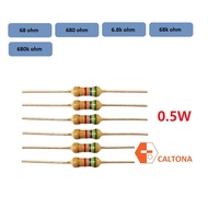 10pcs/pk Resistor 1/2W 0.5W 68ohm, 680ohm, 6.8k ohm, 68k ohm, 680k ohm 5% Fixed Resistor