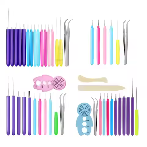 Paper Quilling Tools Plastic & Iron Slotted Quilling Rolling Paper Tool Making Ornament for Party an