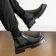 切爾西靴男短靴新款英倫工裝靴厚底馬丁靴時尚高幫皮靴潮