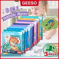 GEESO 3 In 1 Magnetic Jigsaw Foldable Puzzle Book Kids Learning Toy Jigsaw Puzzle Kids Educational T