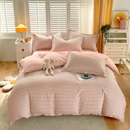 ชุดผ้าปูที่นอนลายตารางคุณภาพสูงสไตล์ Ikea ผ้าปูที่นอนปลอกหมอนเดี่ยว/Super Single/ควีน/คิง/ซูเปอร์คิง