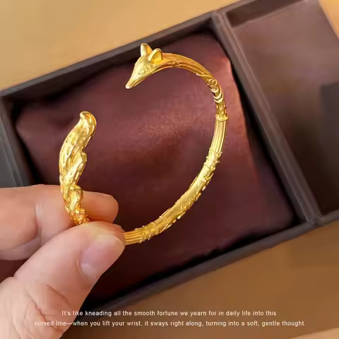 9999 pure 24K gold women's fox-style bracelet, high-quality bracelet