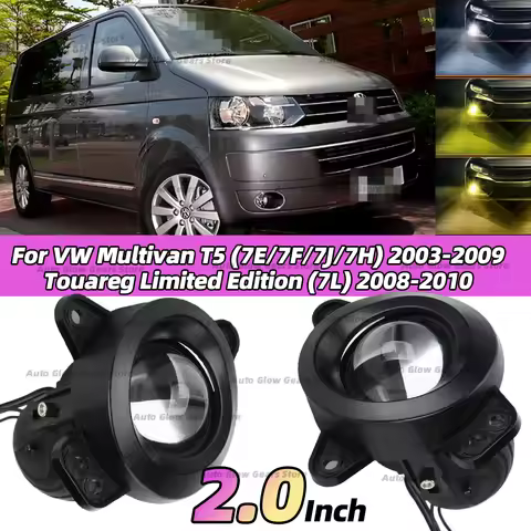 2 Inch Bi LED Fog Light Projector Lens Tricolors 12V For VW Touareg (7L) 2008-2010 Multivan T5 (7E/7