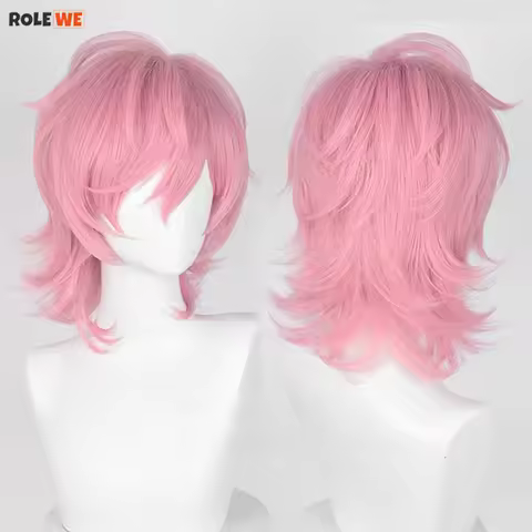 High Quality Ayato Yuri Cosplay Wig Short Pink Heat Resistant Synthetic Hair Halloween Party Role Pl