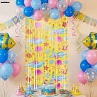 MUSICBOX Underwater World Foil Fringe Curtain, Jellyfish Pattern Fringe Curtain Rain Curtain, Sparkl