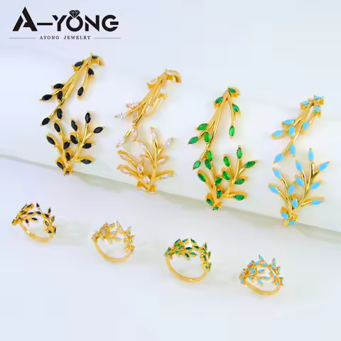 Italian Tassel Gold Bracelet Set 21k Gold Color Dubai Bohemia Fashion Turquoise Bangles Arabic Women