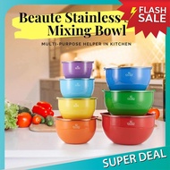 Hot Sales [ LOCAL READY STOCKS ] iGOZO BEAUTE COLORFUL STAINLESS STEEL MIXING BOWL + 3 PCS KNIFE SET (BLACK)