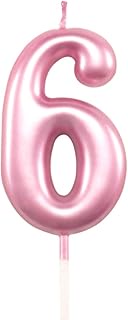 6th Birthday Candle Six Years Pink Happy Birthday Number 6 Candles for Cake Topper Decoration for Pa