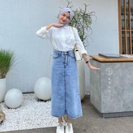 Theana ROK JEANS BELAH - ROK SKIRT JEANS HIGHWAIST