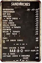 1940's Diner Menu Sign Restaurant Decor Diner Signs 50s Decoration Retro Home Vintage Plaque Wall Ar