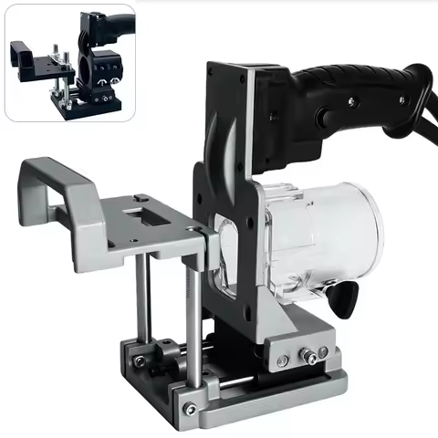 2 in 1 Mini Grooving Machine Rack Woodworking Slot Locator Punch Holder Portable Trimmer Milling Mac