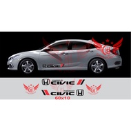 Civic Car sticker powered by cutting sticker For honda civic Car Side Body