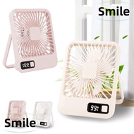 SMILE Table Fan, Quiet Small Desk Fan,  7H Timing 5 Speed USB Rechargeable Cooling Fan Home