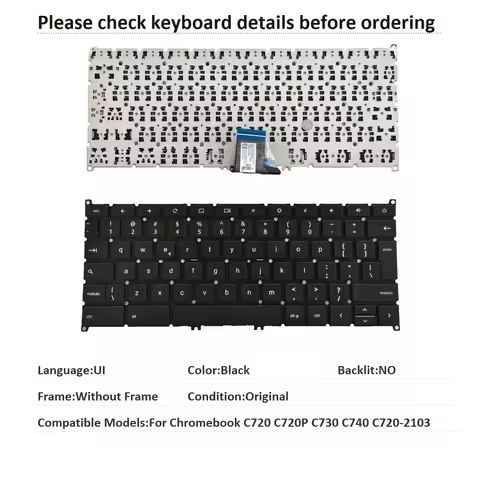 New UI Language Chromebook Keyboard For Acer Chromebook C720 C720P C730 C740 C720-2103 Notebook PC R