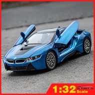 KLT Scale 1:32 BMW i8 Supercar Metal Alloy Toys Car Model Diecast Vehicle For Boys Kids Simulation S