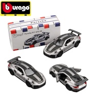 Bburago Porsche 911 GT2 RS Silver 1:64 Die-Cast Alloy Sports Car Model – Collectible Toy with Free-R