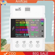 AT4PW Electricity Power Monitor AC 110V 220V 100A WiFi Digital Power Energy Din Rail Monitor Remote 