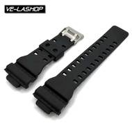 Velashop สายยาง CASIO สายนาฬิกาเรซิ่นสีดำด้านคุณภาพดี หัวสแตนเลส สำหรับใส่นาฬิกาข้อมือคาสิโอ CASIO รุ่น GA-100, GA110, GA120 ขนาด 16 mm.