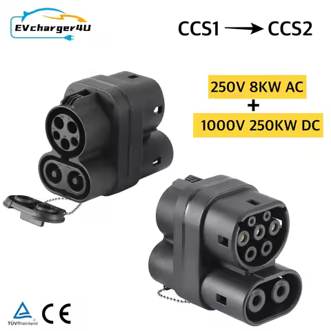 EVcharger4U DC 250KW CCS1 Fast Charger to CCS2 Car Combo AC Type2 to J1772 EV Charging Adapter Conne
