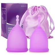 Menstrual Cups, Set of 2 Reusable Period Cups Kit for Girls & Women, Silicone Soft Cups Menstrual Or