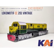 3D Papercraft Kereta Api Indonesia Lokomotif CC 201 Vintage Pola Kertas DIY