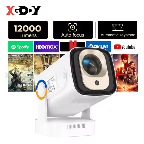 XGODY 4K HD Real 1080P 350ANSI Smart Projector with Android TV, HD Movie Projector, WiFi 6 Bluetooth