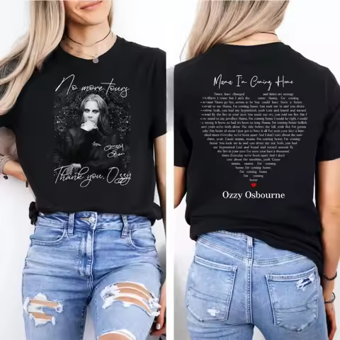 Ozzy Osbourne No More Tour Women Men Cotton Printed T Shirt Ozzy RIP Tribute Memorial Mama Ozzy Osbo