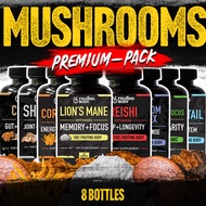 Premium Mushroom Combo Pack - 8 Different Mushroom Bottles in Capsule Form - แคปซูลเห็ดหัวลิง ถั่งเช